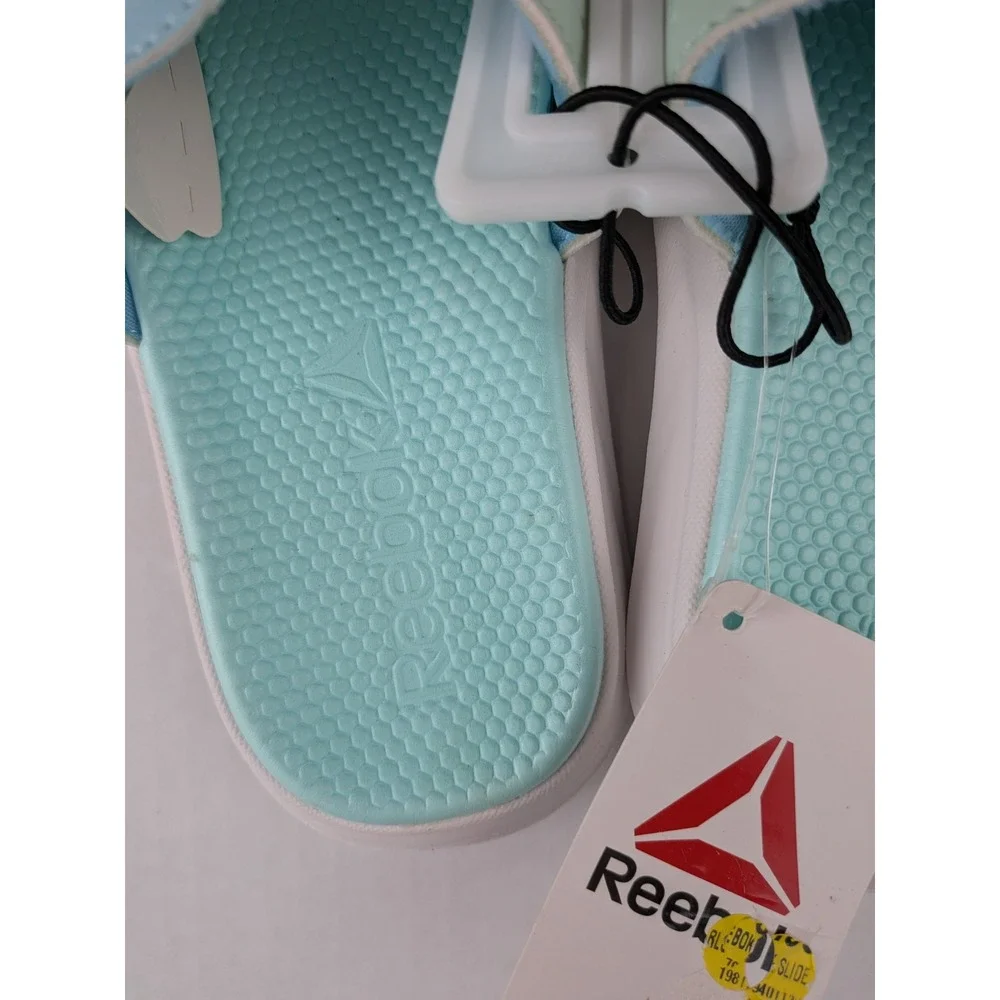 Reebok Kids Joy Slide Mint Green Blue Athletic Sandals Size 1 NEW